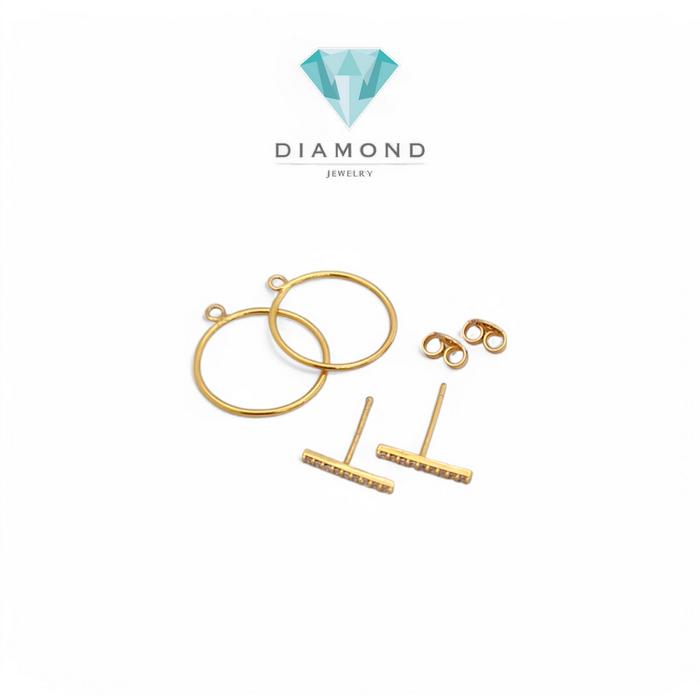 Gold earring anting emas 18k T Diamond Jewelry