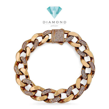 Cuba Chain Diamond Bracelet 18K / Gelang Berlian Cuba Chain 18K / Diamond Jewelry-1GB2494SDNEW-HT