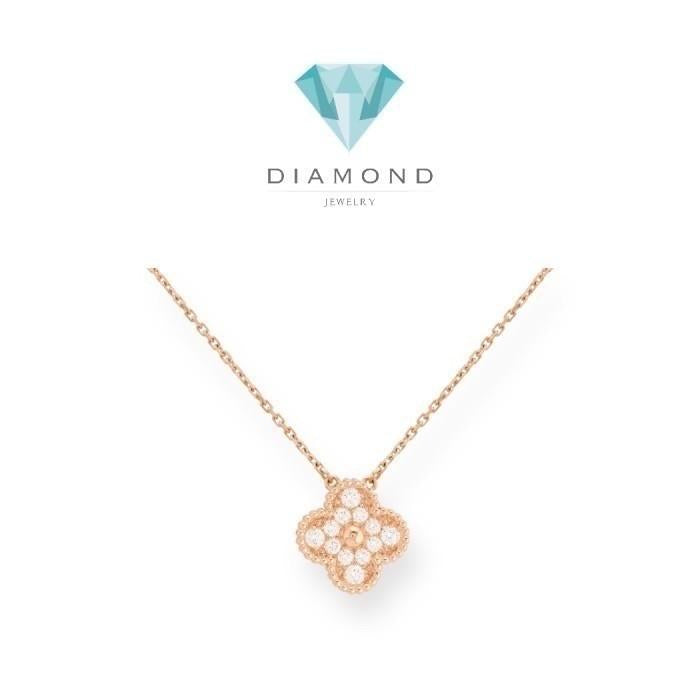 Diamond clover vintage vc necklace 18k Gold-Diamond Jewelry