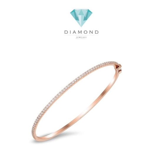 Dainty  pave bangle diamond 18k gold-Diamond Jewelry