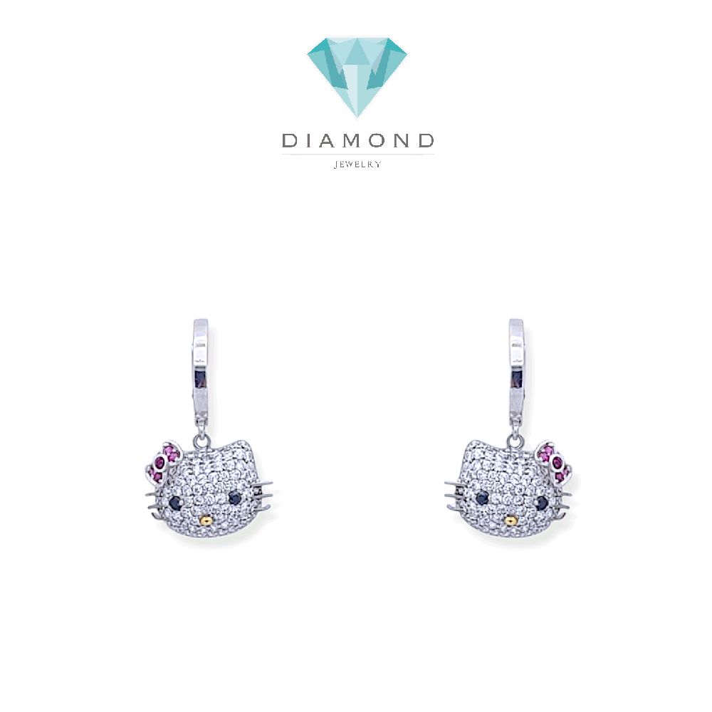 Hoop Hello Kitty Earrings 18K / Anting Hello Kitty 18K / Diamond Jewelry / 339AMSLS6