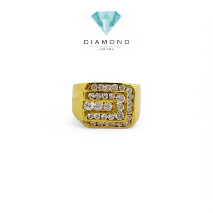 Cincin Mas Laki Kotak 23K-Diamond Jewelry