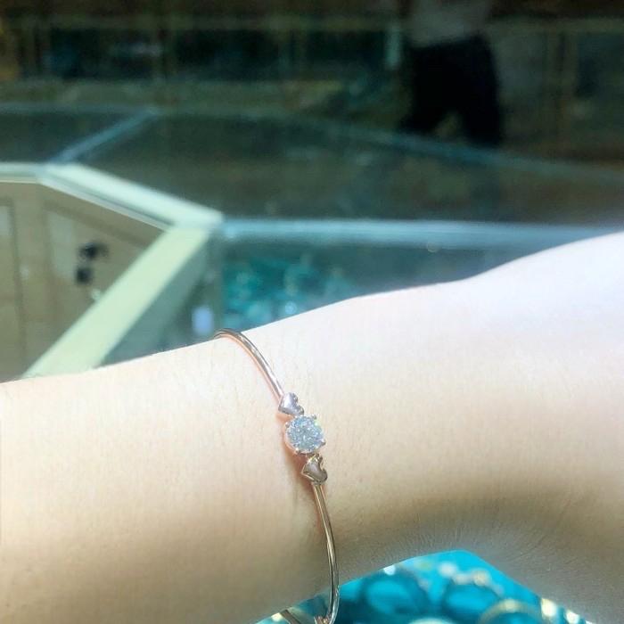 Heart double bangle 18k rose gold-Diamond Jewelry