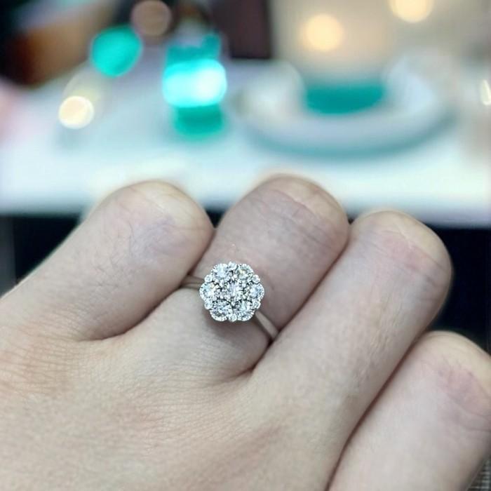 Fleur diamond ring 18k white gold-Diamond Jewelry