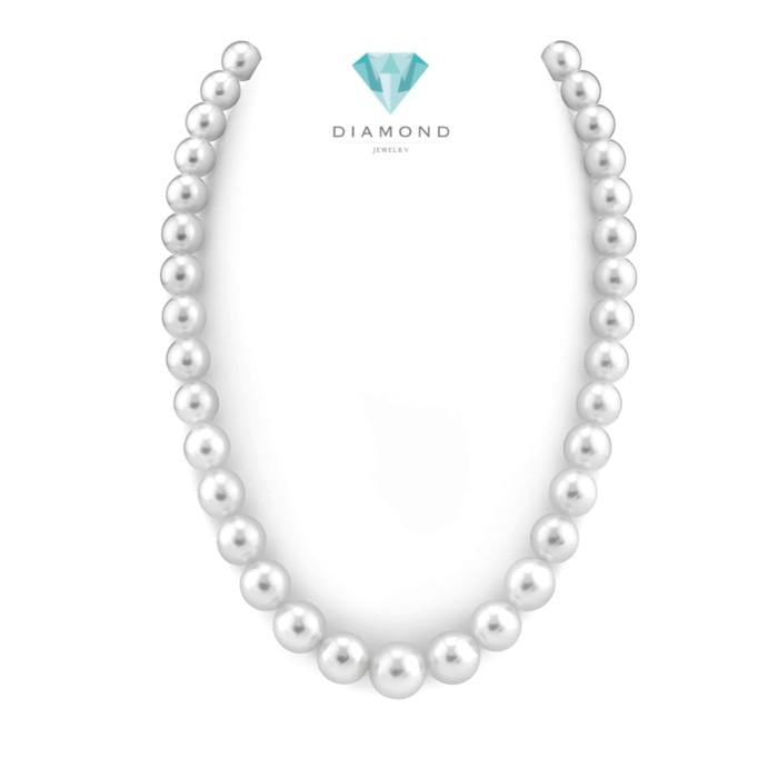 South sea pearl 13-15 mm milk white Necklace Diamond Jewelry