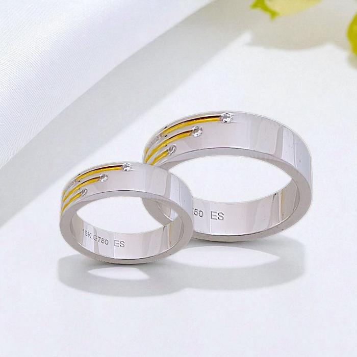 Wedding Ring 3 Strip Diamond 18K / Cincin Nikah 3 Garis  Diamond  18K / Diamond Jewelry 19CBNKH503WPLS - 20CBNKH610WPLS-HT