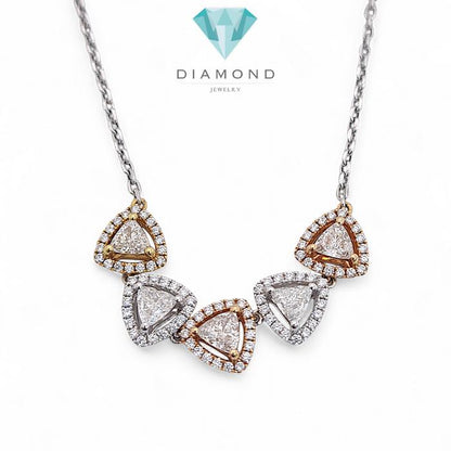Three Color Triad Diamond Necklace 18k/ Diamond Jewelry