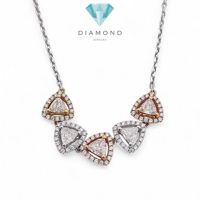 Three Color Triad Diamond Necklace 18k/ Diamond Jewelry