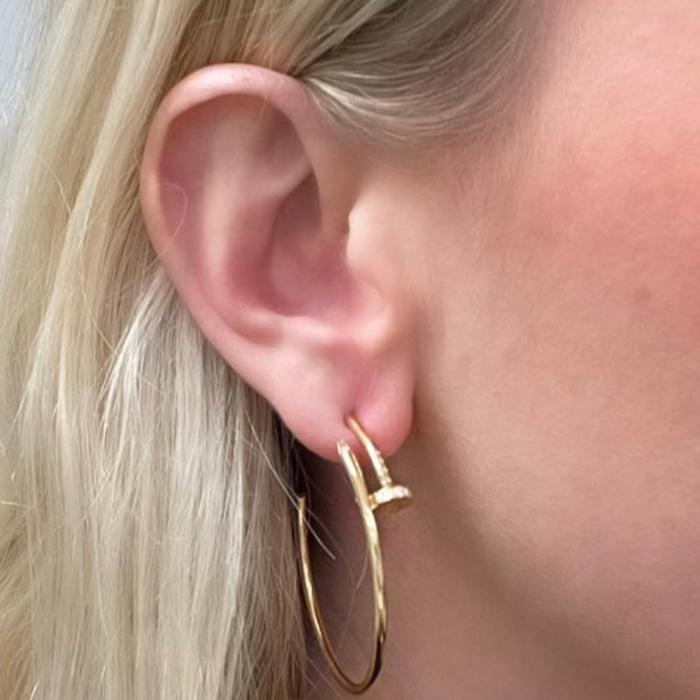Nail diamond Earring paku 18K Gold- Diamond Jewelry- anting paku emas berlian 18k
