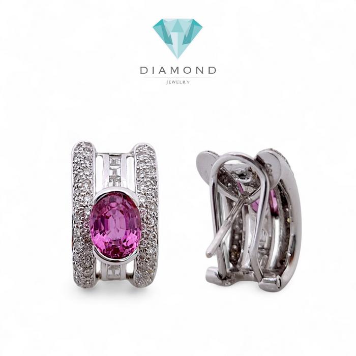 Pink Sapphire Diamond Earrings / Diamond Jewelry