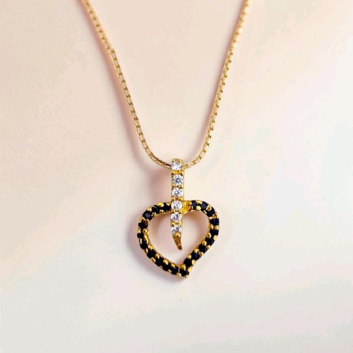 Black Heart Gold Pendants 23K / Diamond Jewelry / 171LMSWP2