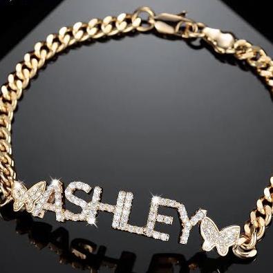 Custom  Diamond Bracelet chain  18k Gold/Custom Name bracelet-Diamond Jewery-CUSTOMNAMEBRACELET