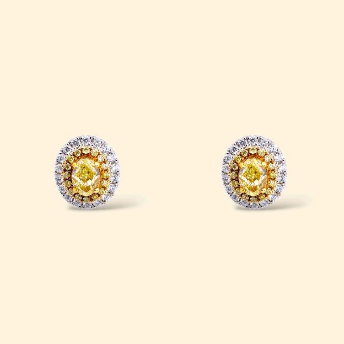 Yellow Diamond Oval Earring 18K / Anting Oval Berlian Kuning 18K / Diamond Jewelry / 1AB15000VLR