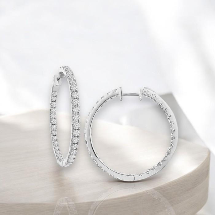 Diamond Hoop earring 18k white gold/anting berlian hoop bulat 18k-Diamond Jewelry