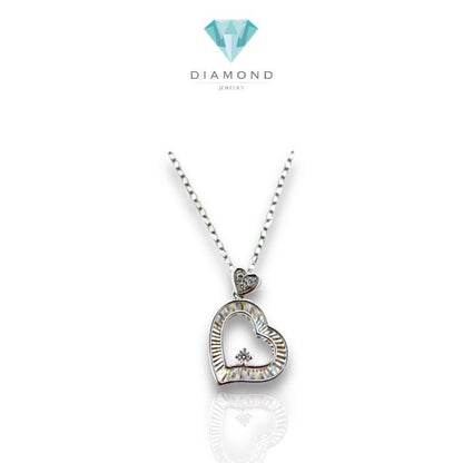 Kalung Berlian Love rainbow 18k- kalung berlian hati pelangi-Diamond Jewelry
