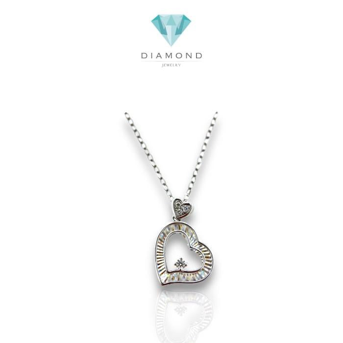 Kalung Berlian Love rainbow 18k- kalung berlian hati pelangi-Diamond Jewelry