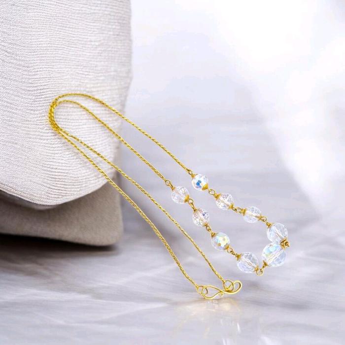 Crystal Beaded Gold Necklace 18K / Kalung Emas Manik-manik Kristal 18K / 44KMS9WP