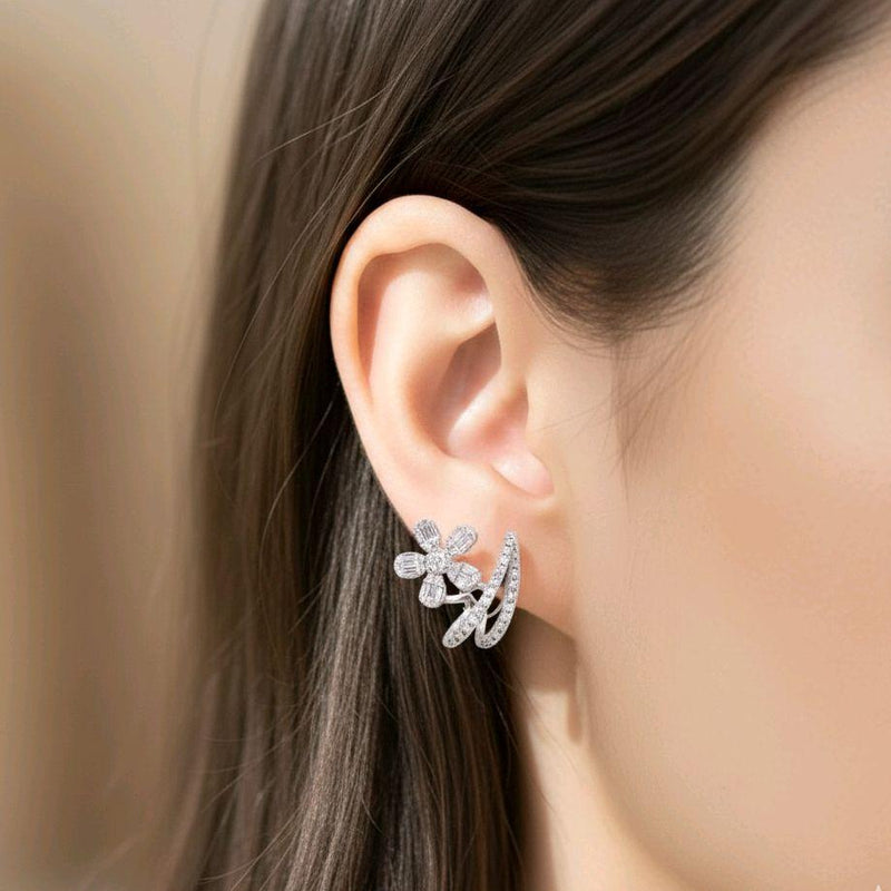 Flower Diamond Earring 18K / Anting Bunga Berlian 18K / Diamond Jewelry 396AB9100VIONLS -HT