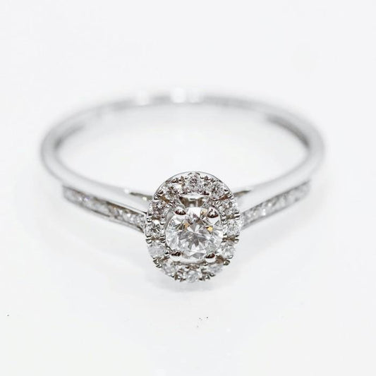 Cincin Diamond pave round oval ring 18k gold-Diamond Jewelr