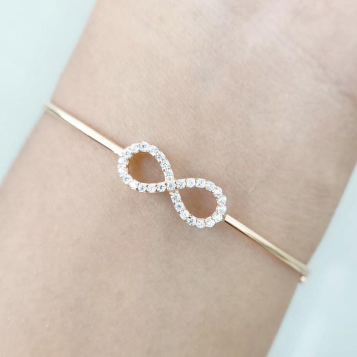 Infinity simple gold bangle 17k 750-Diamond Jewelry