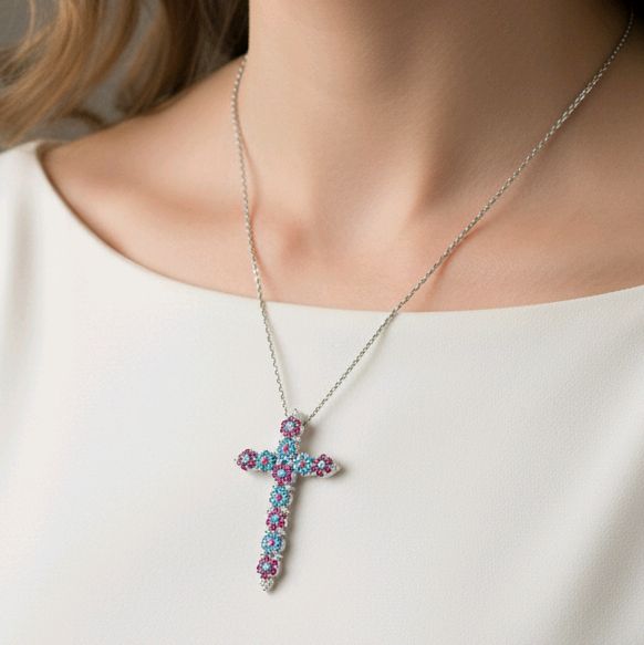 Cross Diamond Pendant 18K / Liontin Salib Berlian 18K / Diamond Jewelry 1LBGT690-HT