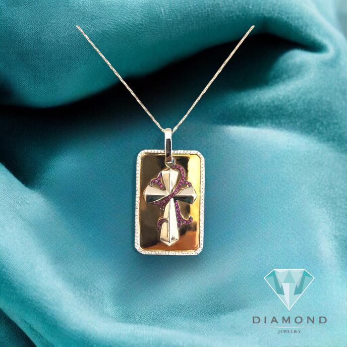Cross Diamond Pendant 18K duo color -Diamond Jewelry