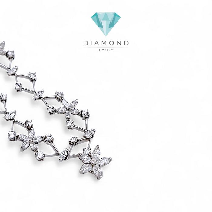 Flower Diamond Necklace 18K / Diamond Jewelry