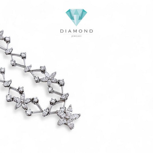 Flower Diamond Necklace 18K / Diamond Jewelry
