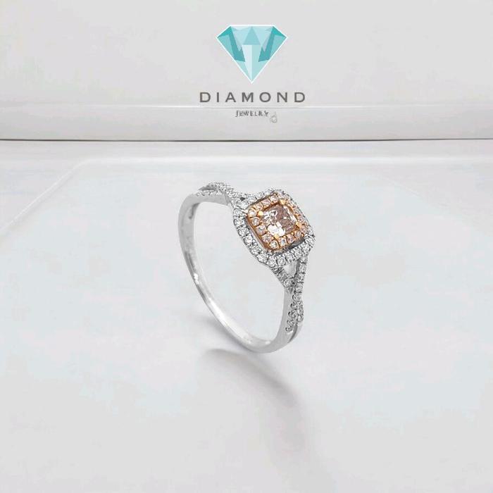 Pink Diamond Ring Princess/Cincin Berlian Pink Diamomd emas 18K-Diamond Jewelry-392CB6692SD-HT
