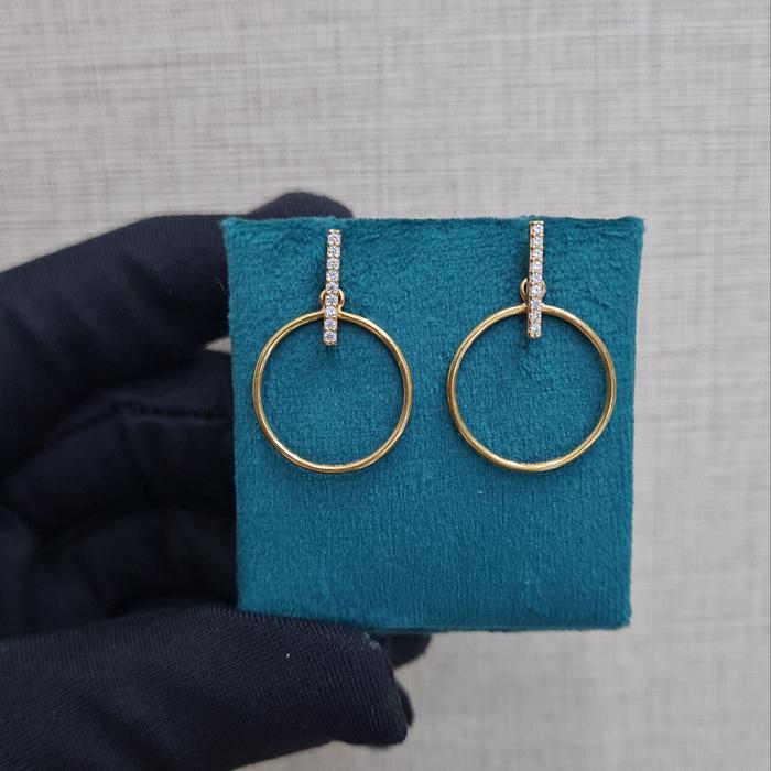 Gold earring anting emas 18k T Diamond Jewelry