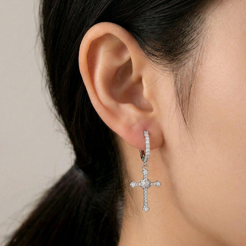 Hoop Cross Diamond Earring 18K / Anting Salib Berlian Hoop 18K / Diamond Jewelry - 101ABD56100AB