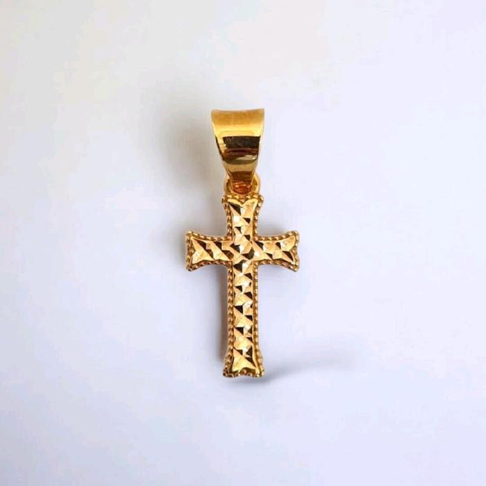 Yellow Gold Cross Pendant 16K / Liontin Emas Salib 16K / Diamond Jewelry / 269LMS054LS