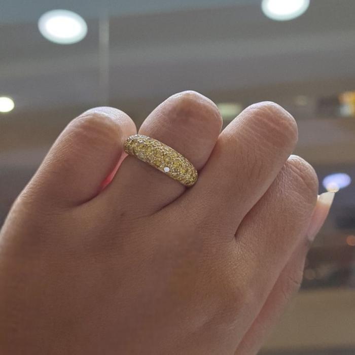 Yellow Diamond thick.tennis pave Ring 18K / Diamond Jewelry