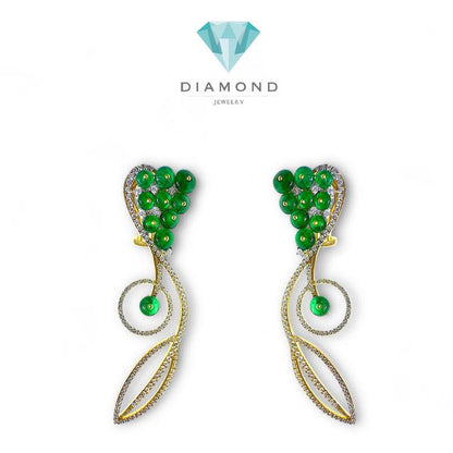 Emerald Earrings Holo Round Diamond 18K/Diamond Jewelry-10BAVN3190LS-HT