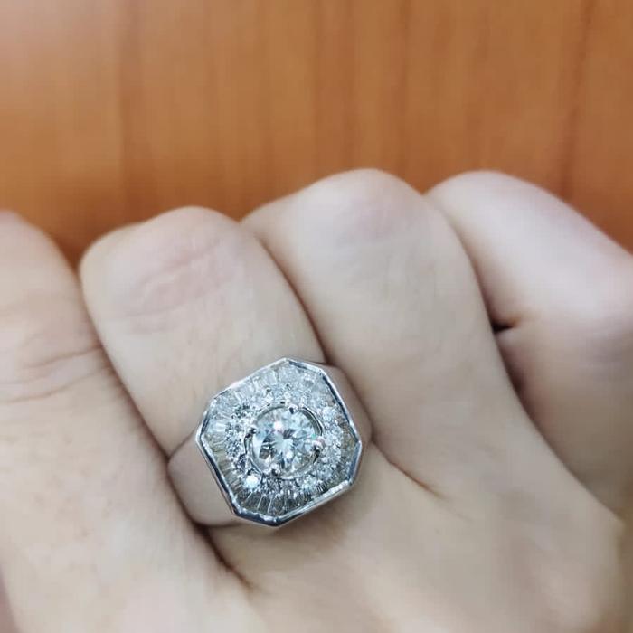 Diamond Solitaire Mens Ring 18K white gold-Diamond Jewelry