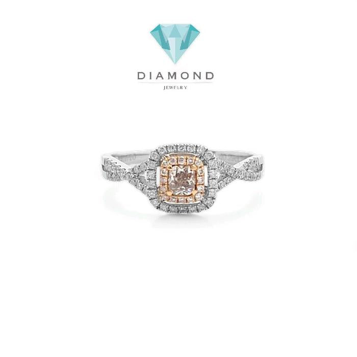 Pink Diamond Ring Princess/Cincin Berlian Pink Diamomd emas 18K-Diamond Jewelry-392CB6692SD-HT
