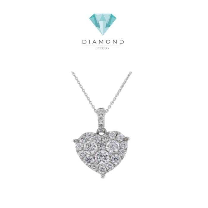 Diamond pave heart pendant 18K white gold-Diamond Jewelry