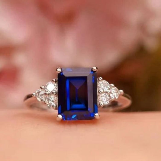 Sapphire Ring Diamond 18k white gold/cincin emas putih 18k sapphire ring -Diamond Jewelry