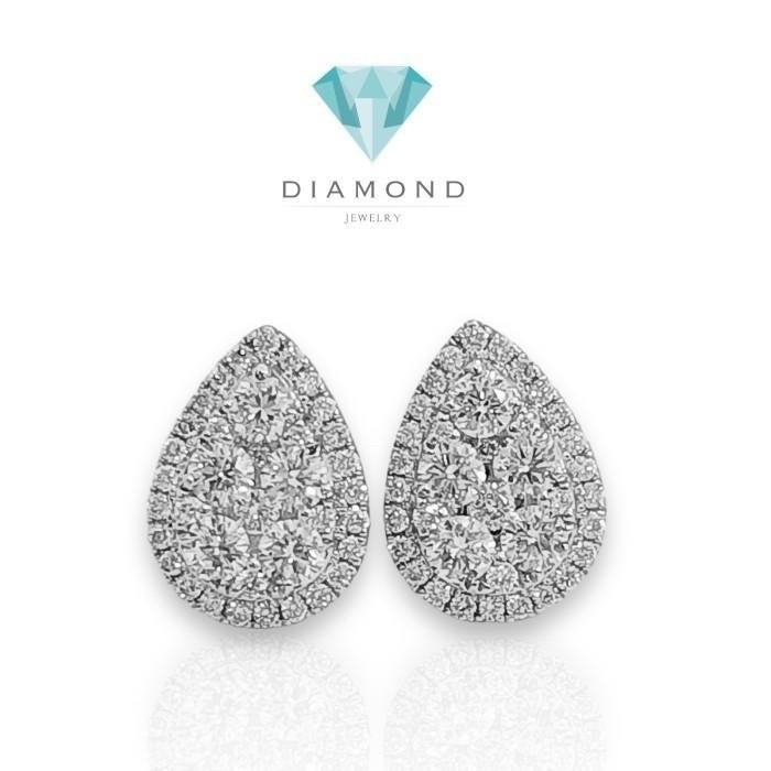 Pear Halo Diamond Earring 18k-Diamond Jewelry