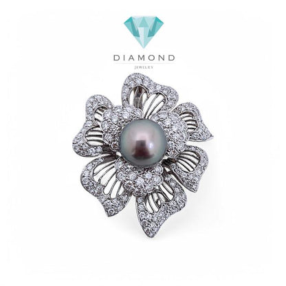 Liontin Flower Pearl Diamond 18K / Diamond Jewelry