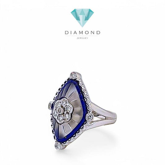 Blue Sapphire Diamond Ring 18K / Diamond Jewelry