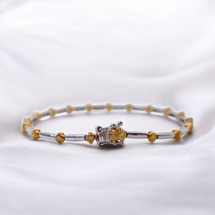 Diamond Bracelet Yellow Diamond tennis 18k white gold-Diamond Jewelry