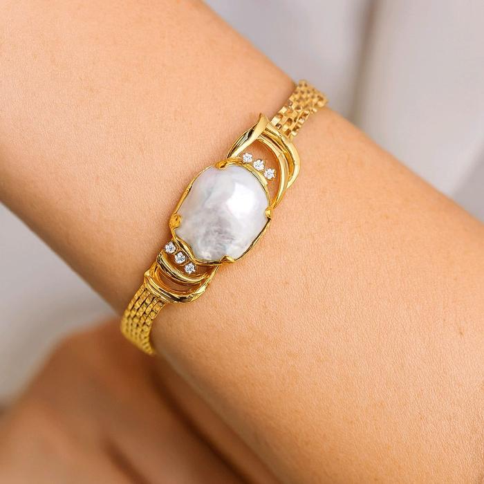 Pearl Gold Bracelet 23K / Gelang Emas Mutiara 23K / Diamond Jewelry 836M24WP-HT