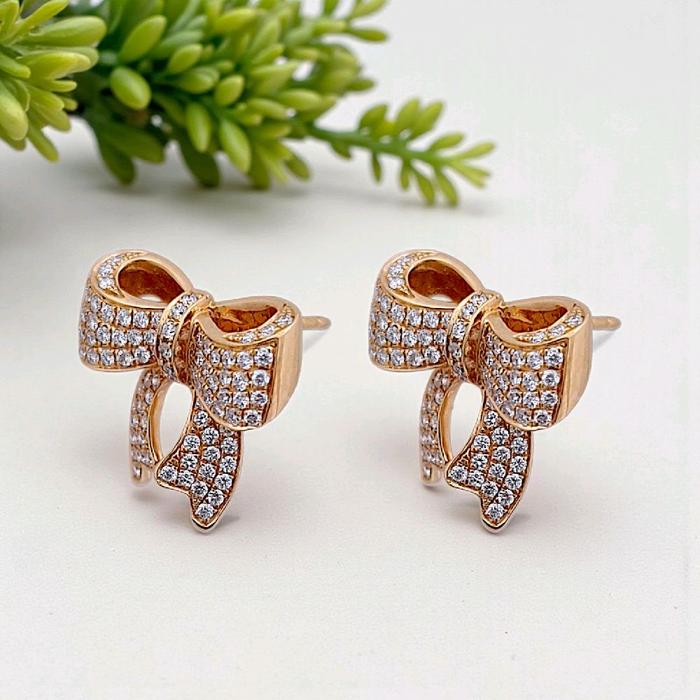 Ribbon Diamond Earring 18K / Anting Pita Berlian 18K / Diamond Jewelry 94ABD89100AB-HT