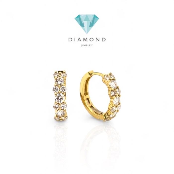 Anting Berlian Hoop zigzag Yellow Gold 18k-Diamond Jewelry