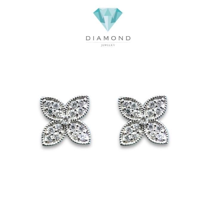 Clover Flower Diamond Earring / Anting clover 18K / Diamond Jewelry
