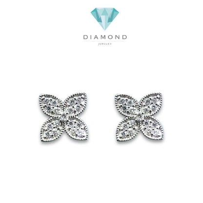 Clover Flower Diamond Earring / Anting clover 18K / Diamond Jewelry
