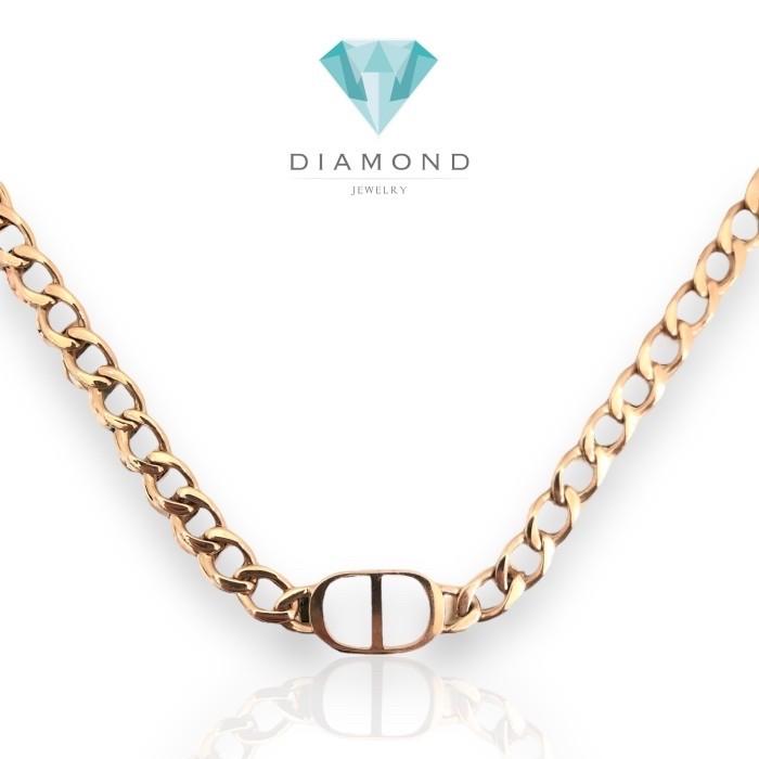 CD necklace initial 18k rose gold-Diamond Jewelry