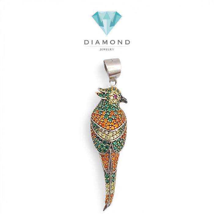 Liontin Mas Rainbow Bird Permata 18K-Diamond Jewelry-189LMSWP7-HT