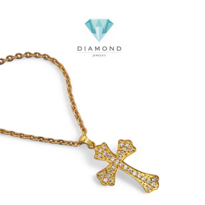 Liontin Emas Salib Yellow Gold 23K-Diamond Jewelry-225LMLS3-HT